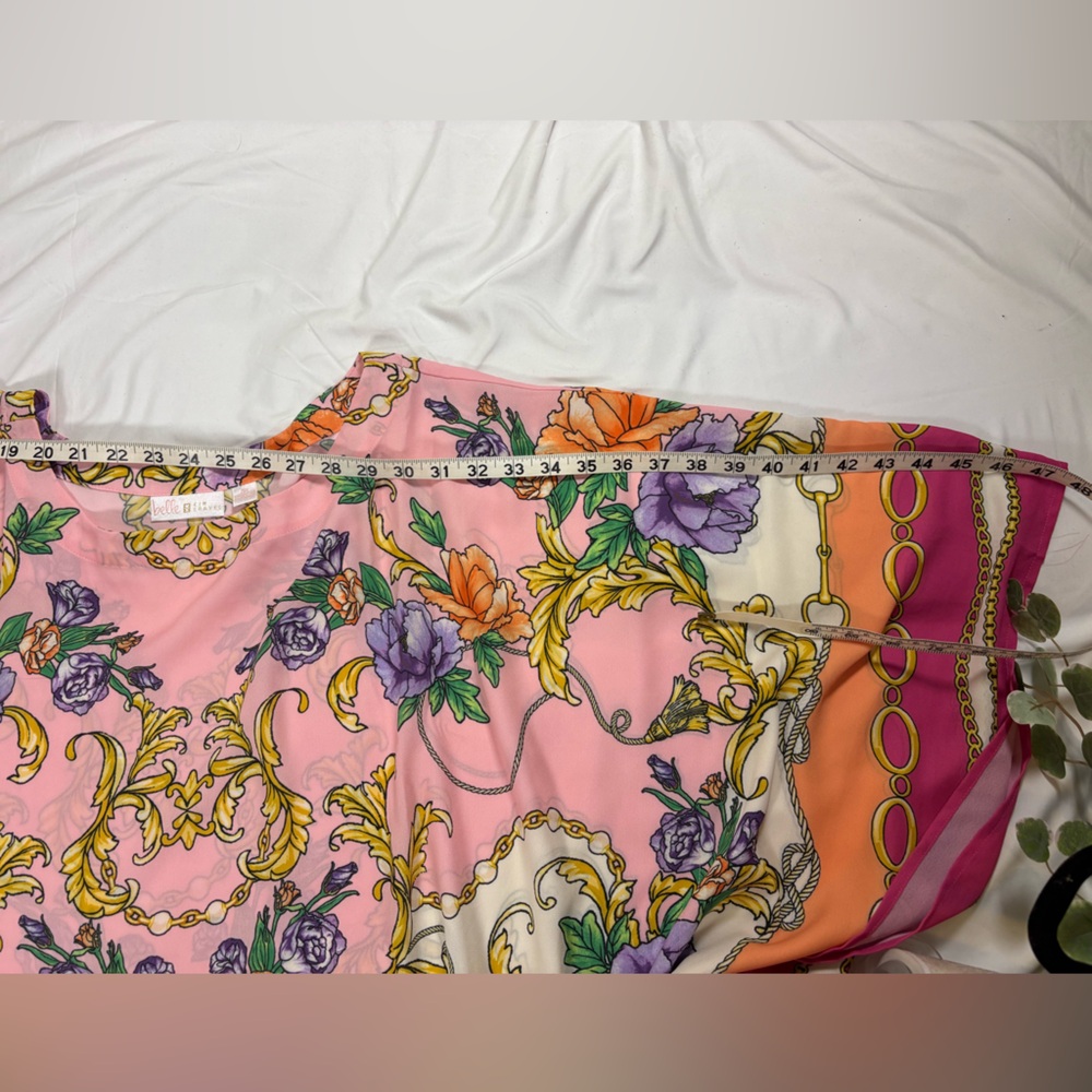 Belle by Kim Gravel Pink and Orange Floral Blouse - Picture 7 of 9